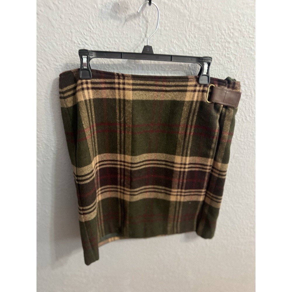 Vintage Jones New York Women Skirt Size 14 Plaid Wrap Wool Blend Lined